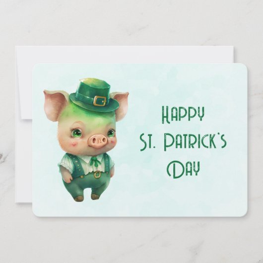 Cute Green St. Patrick's Day Pig Feestdagenkaart (Voorkant)