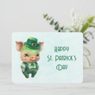 Cute Green St. Patrick's Day Pig Feestdagenkaart