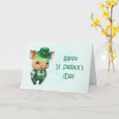 Cute Green St. Patrick's Day Pig Kaart (Gele Bloem)