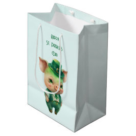 Cute Green St. Patrick's Day Pig Medium Cadeauzakje
