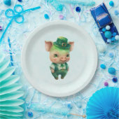 Cute Green St. Patrick's Day Pig Papieren Bordje (Feest)