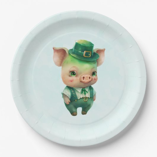 Cute Green St. Patrick's Day Pig Papieren Bordje (Voorkant)