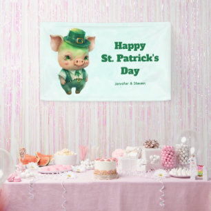 Cute Green St. Patrick's Day Pig Party Spandoek