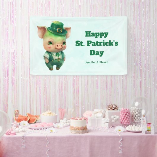 Cute Green St. Patrick's Day Pig Party Spandoek (Feest)