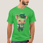 Cute Green St. Patrick's Day Pig T-shirt (Voorkant)