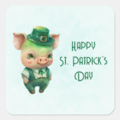 Cute Green St. Patrick's Day Pig Vierkante Sticker (Voorkant)