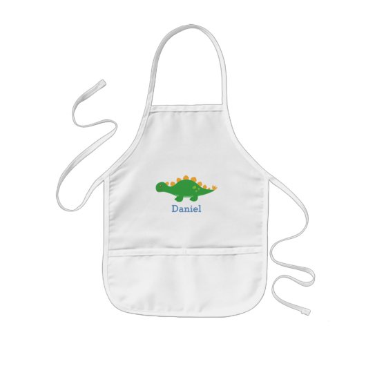 Cute Green Stegosaurus Dinosaur voor kinderen Kinder Schort (Voorkant)