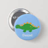 Cute Green Stegosaurus Dinosaur voor kinderen Ronde Button 5,7 Cm (Voorkant /achterkant)