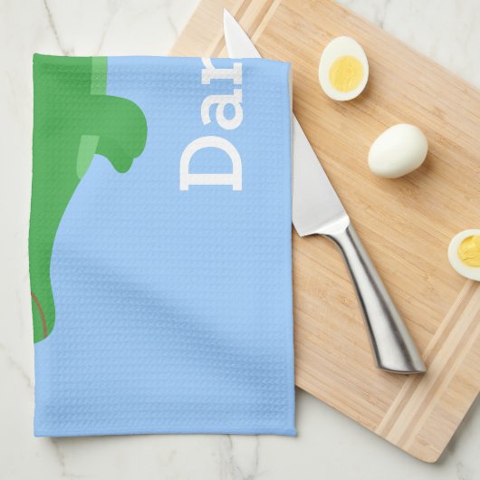 Cute Green Stegosaurus Dinosaur voor kinderen Theedoek (Quarter Fold)