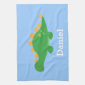 Cute Green Stegosaurus Dinosaur voor kinderen Theedoek (Verticaal)