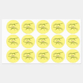 Cute green stick insects with happy faces cartoon labels (Vel)