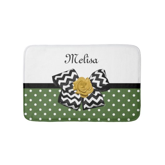 Cute Green Stippen Yellow Rose Chevron Bow and Nam Badmat (Voorkant)