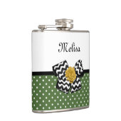 Cute Green Stippen Yellow Rose Chevron Bow and Nam Heupfles (Rechts)