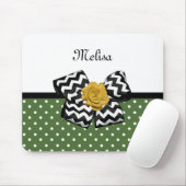 Cute Green Stippen Yellow Rose Chevron Bow and Nam Muismat (Met muis)