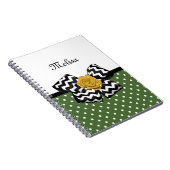 Cute Green Stippen Yellow Rose Chevron Bow and Nam Notitieboek (Rechterzijde)
