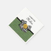 Cute Green Stippen Yellow Rose Chevron Bow and Nam Servetten (Hoek)