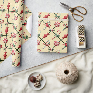 Cute Green Stripe kerstSnoep Gift Cadeaupapier
