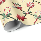 Cute Green Stripe kerstSnoep Gift Cadeaupapier (Rol Hoek)