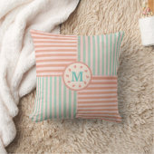 Cute Green Stripe Monogram Kussen (Deken)