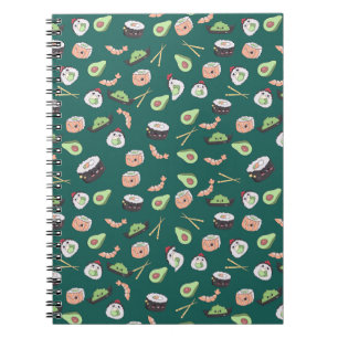 Cute green Sushi-patroon Notitieboek