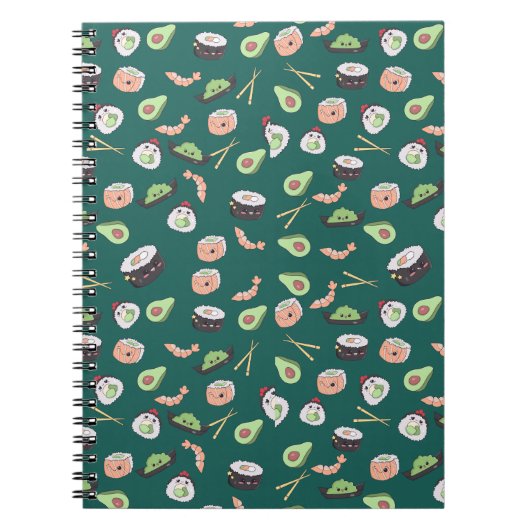 Cute green Sushi-patroon Notitieboek (Voorkant)
