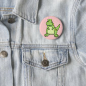 Cute Green T-Rex Ronde Button 5,7 Cm (In situ)