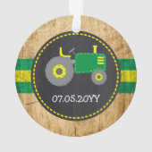 Cute Green Tractor Baby's eerste kerstgerechten Ornament (achterkant)