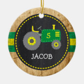 Cute Green Tractor Birthday Keepomwille Faux Wood Keramisch Ornament (Voorkant)