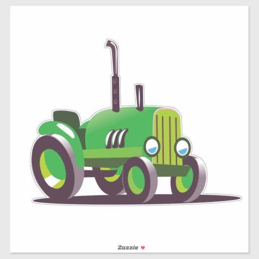 Cute Green Tractor Sticker (Vel)