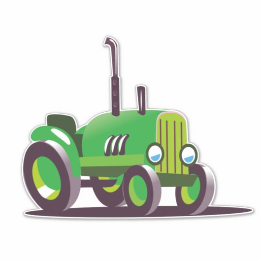 Cute Green Tractor Sticker (Voorkant)