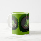 Cute Green Tree Frog Animal-liefhebbers Gift-Mok Tweekleurige Koffiemok (Voorkant links)