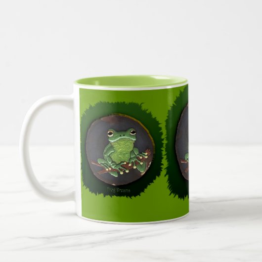 Cute Green Tree Frog Animal-liefhebbers Gift-Mok Tweekleurige Koffiemok (Links)
