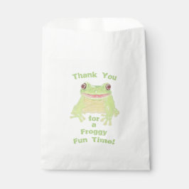 Cute Green Tree Frog - custom kids birthday party. Bedankzakje