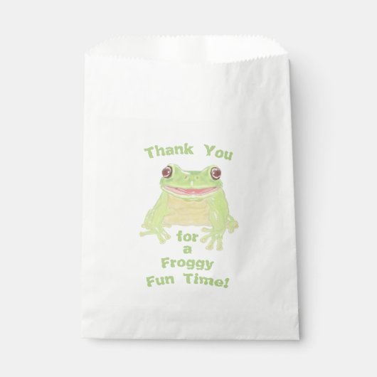 Cute Green Tree Frog - custom kids birthday party. Bedankzakje (Voorkant)