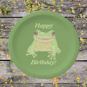 Cute Green Tree Frog - Happy Birthday! Papieren Bordje