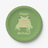 Cute Green Tree Frog - Happy Birthday! Papieren Bordje (Voorkant)