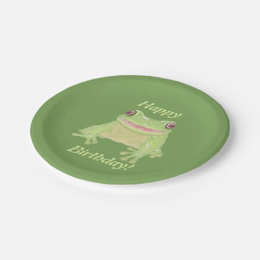 Cute Green Tree Frog - Happy Birthday! Papieren Bordje (Gekanteld)