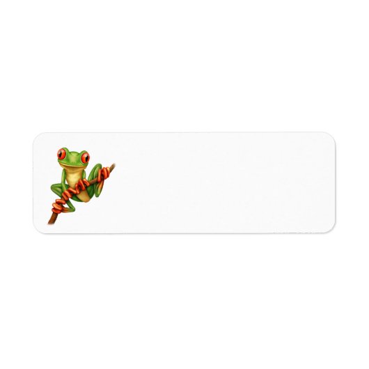 Cute Green Tree Frog op een Branch Etiket (Voorkant)