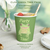 Cute Green Tree Frog - Party Time! text. Papieren Bekers