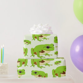 Cute Green Tree Frog Pattern Cadeaupapier