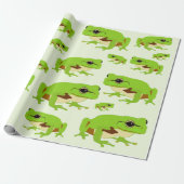 Cute Green Tree Frog Pattern Cadeaupapier (Uitgerold)
