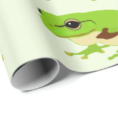 Cute Green Tree Frog Pattern Cadeaupapier (Rol Hoek)