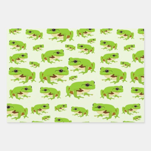 Cute Green Tree Frog Pattern Inpakpapier Vel (Voorkant 3)