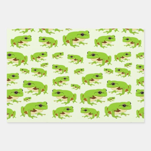 Cute Green Tree Frog Pattern Inpakpapier Vel (Voorkant 2)
