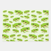 Cute Green Tree Frog Pattern Inpakpapier Vel (Voorkant)