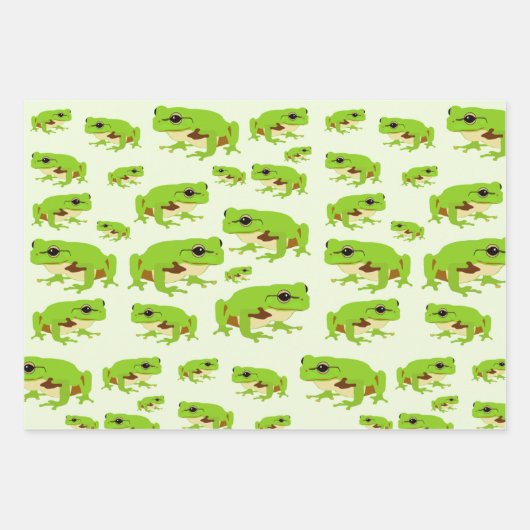 Cute Green Tree Frog Pattern Inpakpapier Vel (Voorkant)