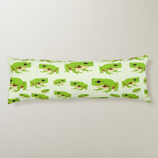 Cute Green Tree Frog Pattern Lichaamskussen (Achterkant)