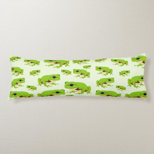 Cute Green Tree Frog Pattern Lichaamskussen (Voorkant)