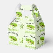 Cute Green Tree Frog Pattern Name Age Birthday Bedankdoosjes (Achterkant)