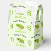 Cute Green Tree Frog Pattern Name Age Birthday Bedankdoosjes (Geopend)